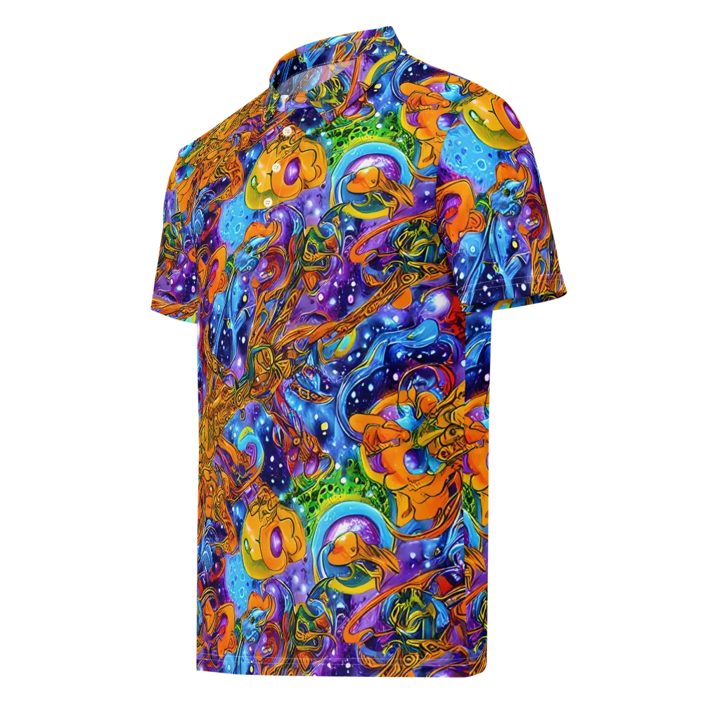 Ornamental Orbit on Men's Slim Fit Polo Shirt — Left Front