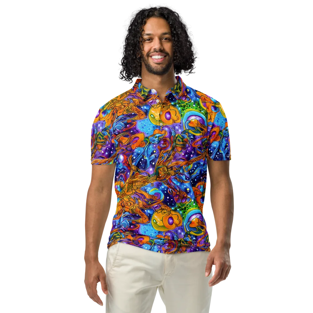 Ornamental Orbit on Men's Slim Fit Polo Shirt — Front