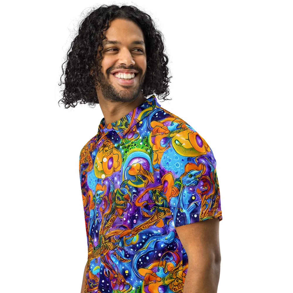 Ornamental Orbit on Men's Slim Fit Polo Shirt — Left Front
