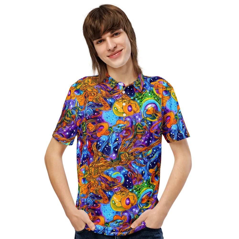 Ornamental Orbit on Men's Slim Fit Polo Shirt — Front