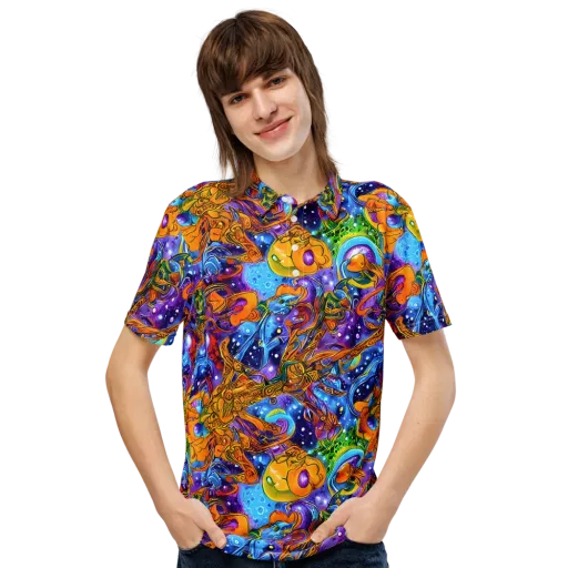 Ornamental Orbit on a Men's Slim Fit Polo Shirt