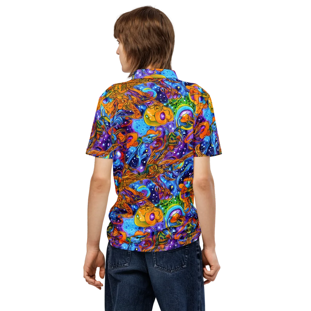 Ornamental Orbit on Men's Slim Fit Polo Shirt — Back