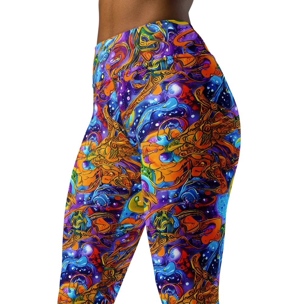 Ornamental Orbit on Yoga Leggings — Left Front