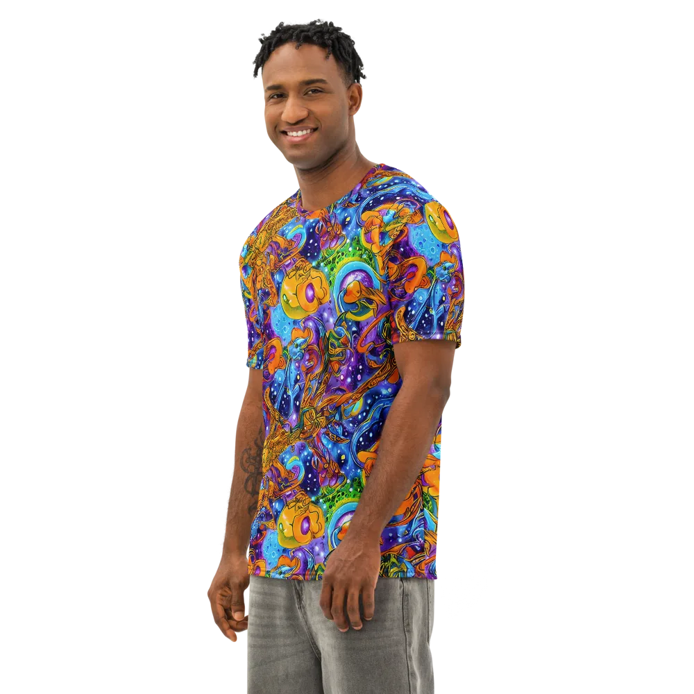 Ornamental Orbit on Men's Cotton Crew Neck T-Shirt — Left Front