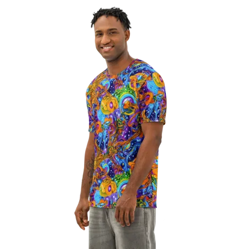 Ornamental Orbit on a Men's Cotton Crew Neck T-Shirt