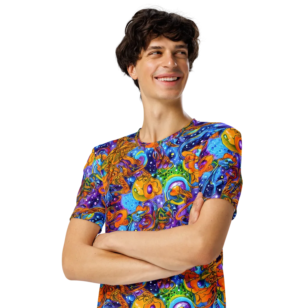 Ornamental Orbit on Men's Crew Neck T-Shirt — Left Front