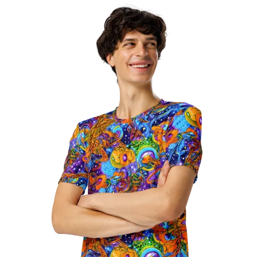 Ornamental Orbit on a Men's Crew Neck T-Shirt
