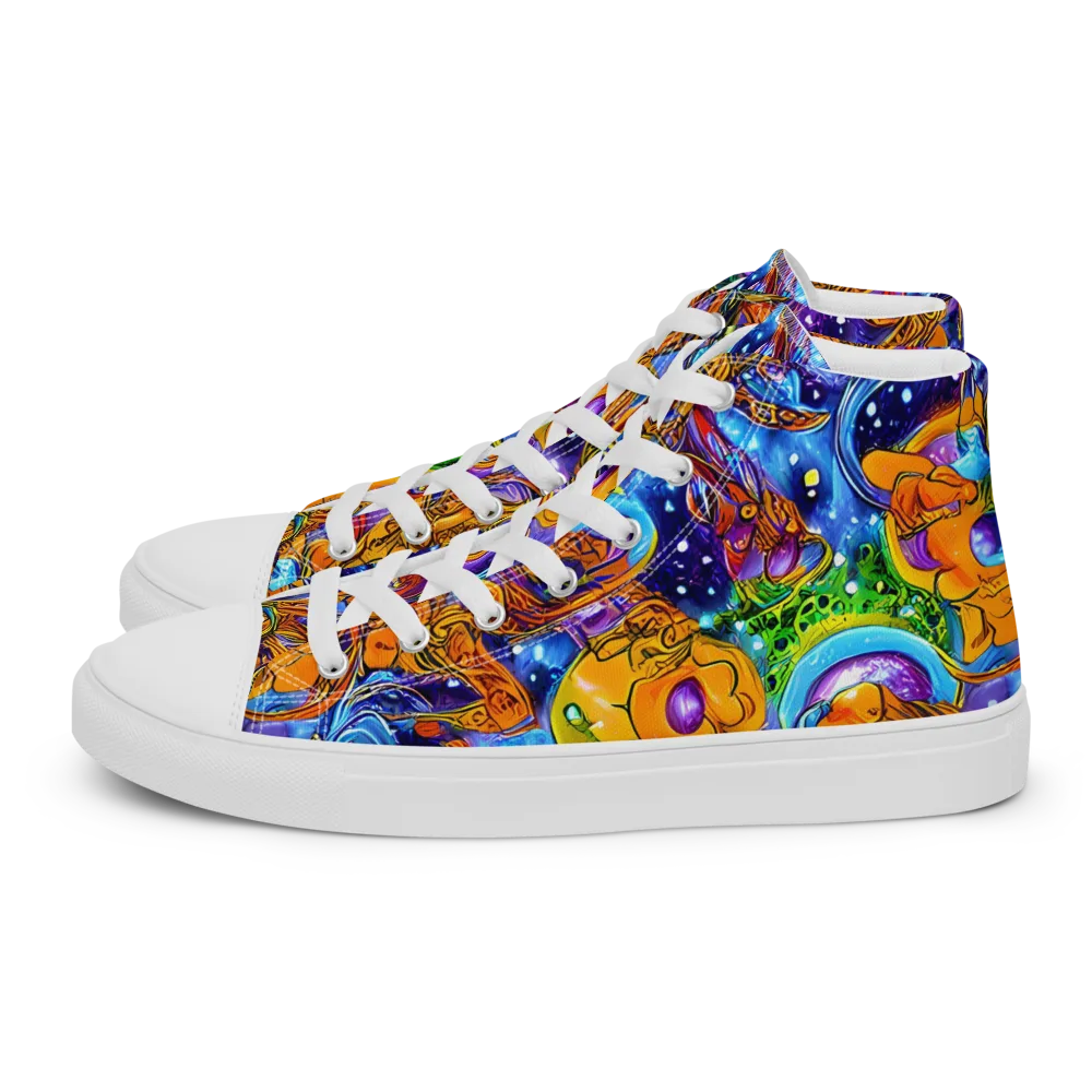 Ornamental Orbit on Men's High Top Canvas Shoes — Left