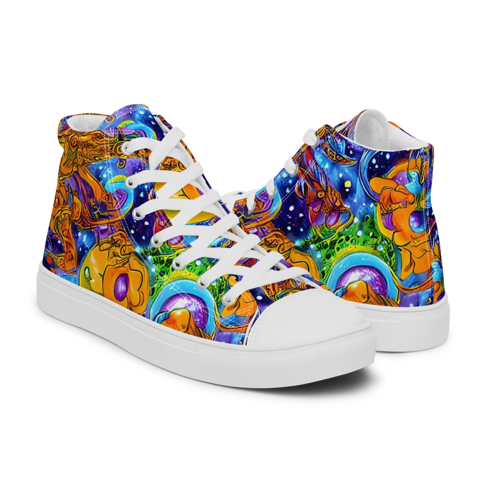 Ornamental Orbit on Men's High Top Canvas Shoes — Right