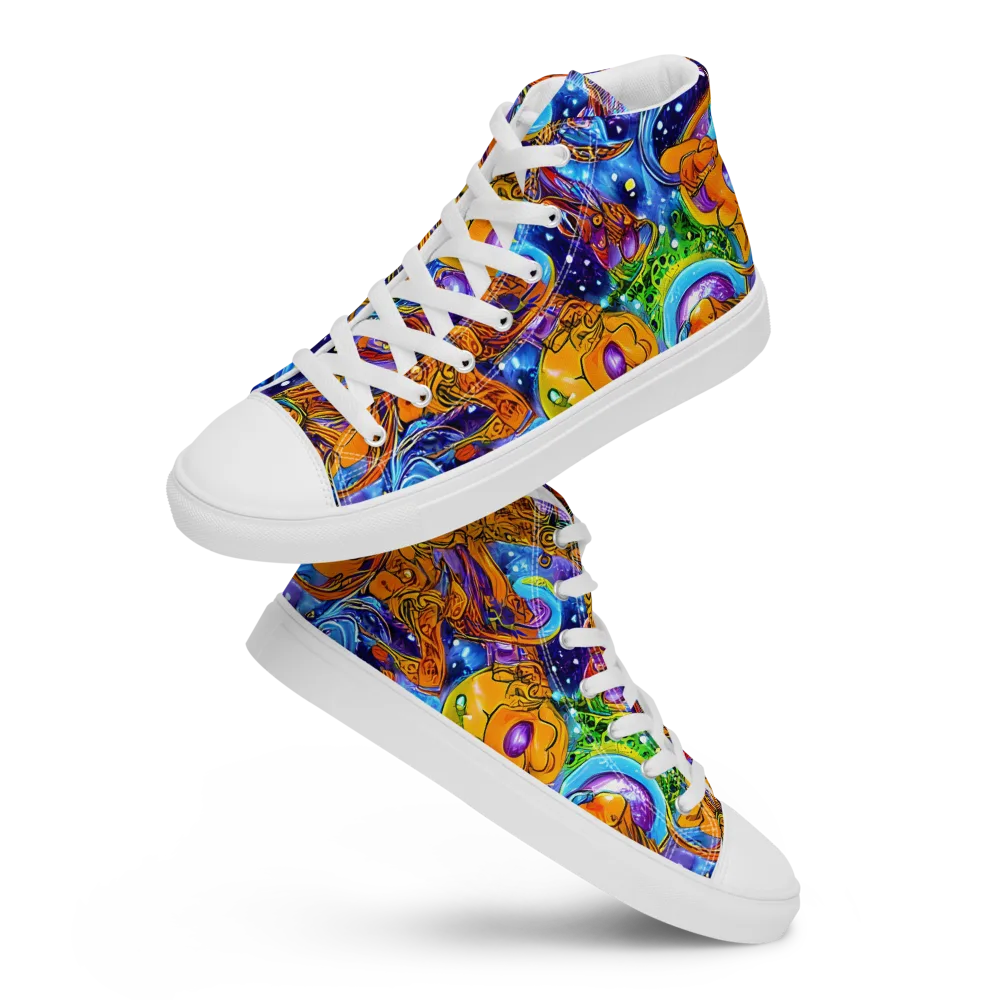Ornamental Orbit on Men's High Top Canvas Shoes — Front