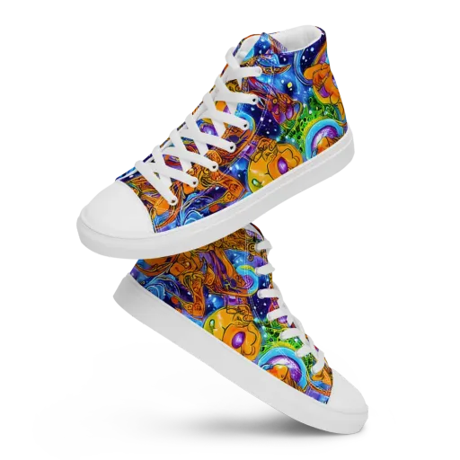 Ornamental Orbit on a Men's High Top Canvas Shoes