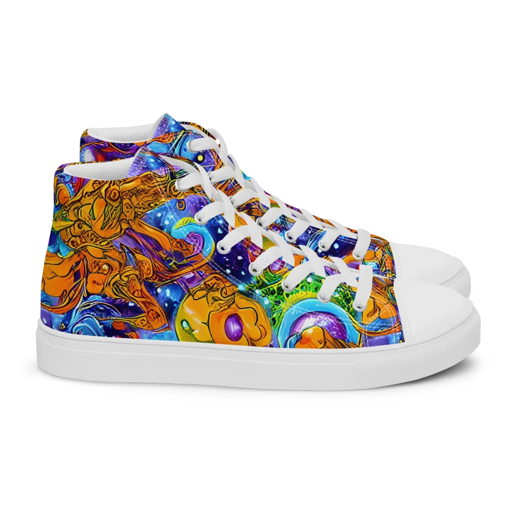 Ornamental Orbit on Women's High Top Canvas Shoes — Right