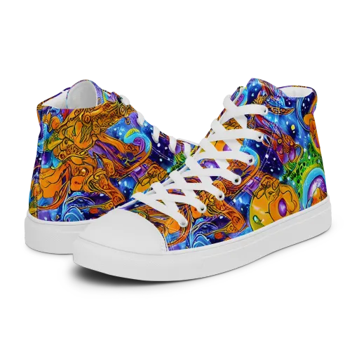 Ornamental Orbit on a Women's High Top Canvas Shoes