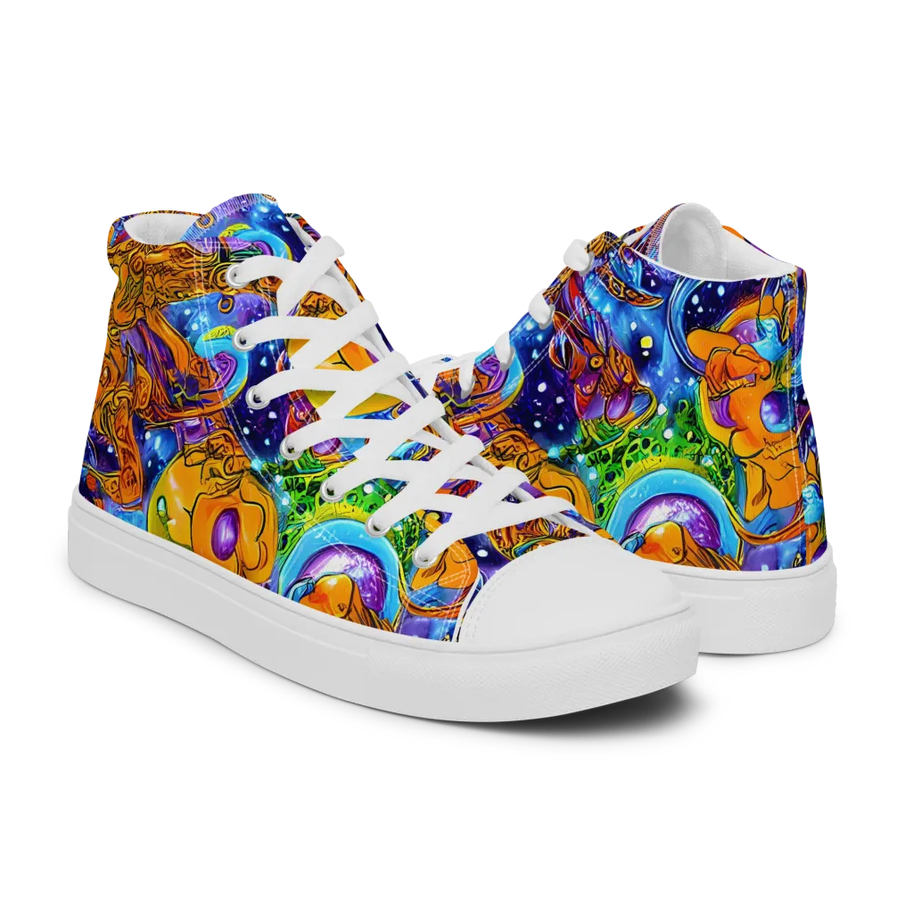 Ornamental Orbit on Women's High Top Canvas Shoes — Right