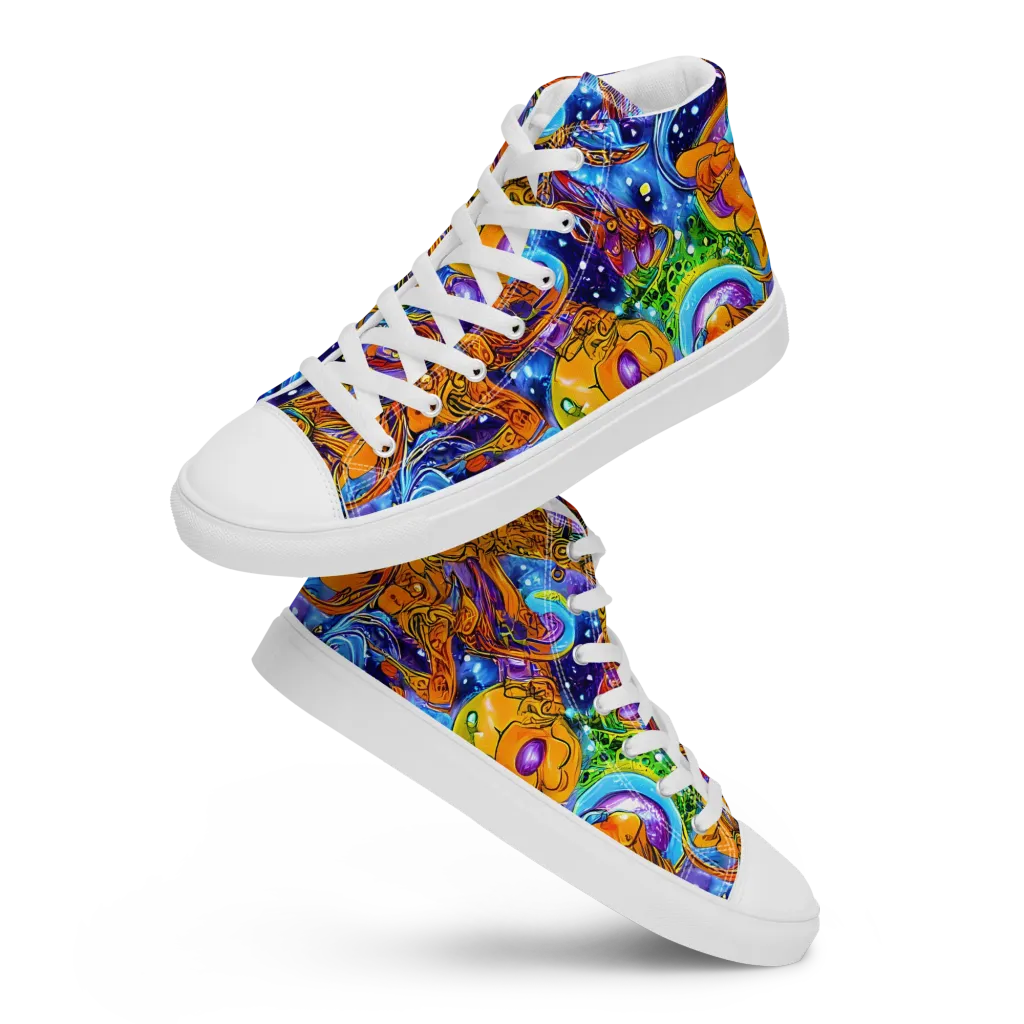 Ornamental Orbit on Women's High Top Canvas Shoes — Front