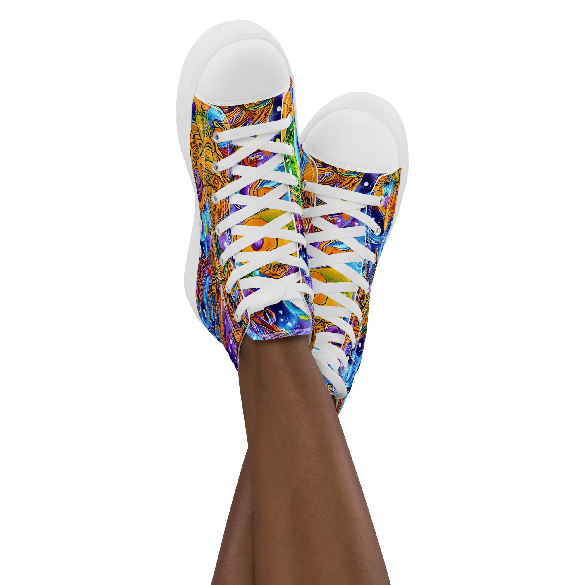 Ornamental Orbit on Women's High Top Canvas Shoes — Front