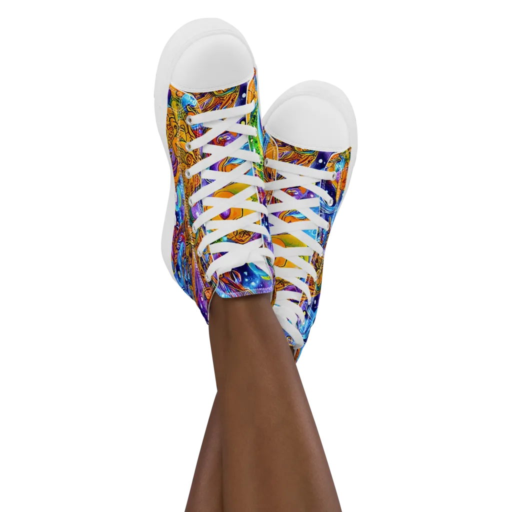 Ornamental Orbit on Women's High Top Canvas Shoes — Front