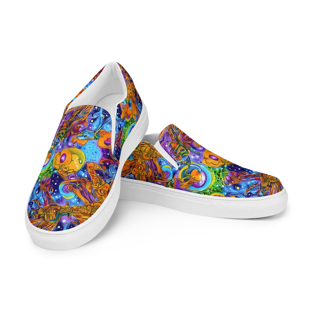 Ornamental Orbit on Men's Slip-On Canvas Shoes — Left Front