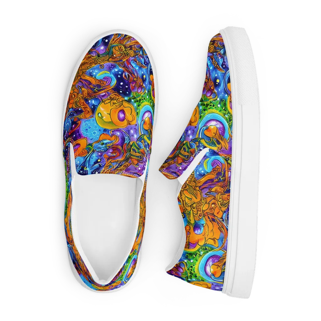 Ornamental Orbit on Men's Slip-On Canvas Shoes — Front
