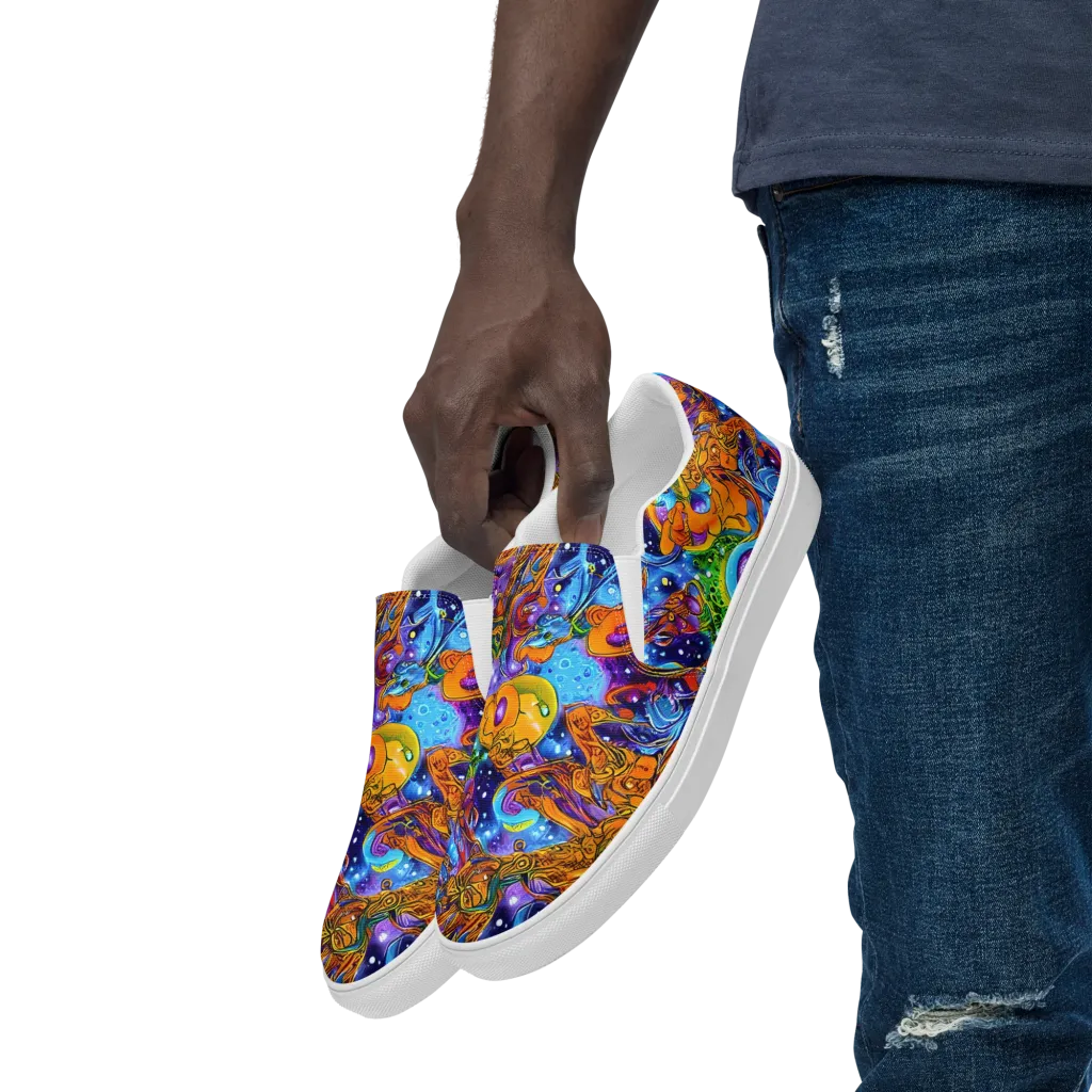 Ornamental Orbit on Men's Slip-On Canvas Shoes — Left Front