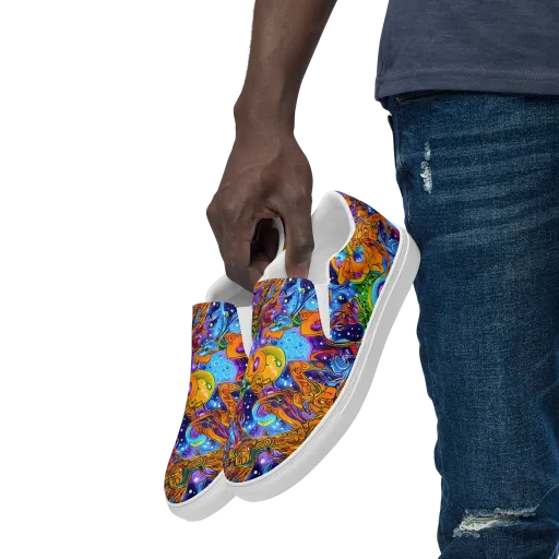Ornamental Orbit on a Men's Slip-On Canvas Shoes