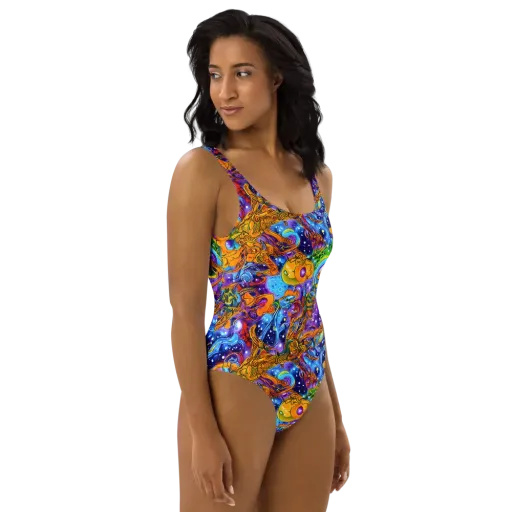 Ornamental Orbit on a One-Piece Swimsuit