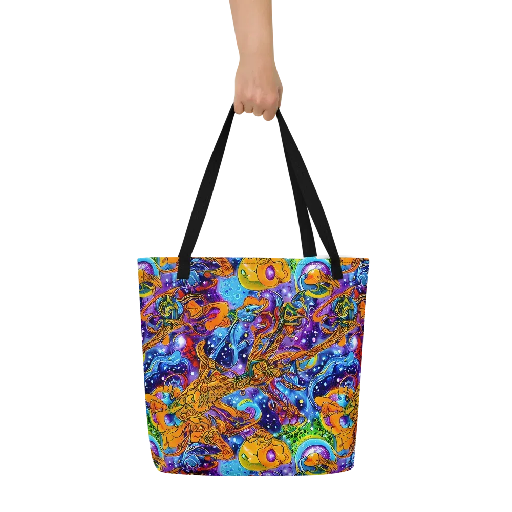Ornamental Orbit on Large Tote Bag W/ Pocket — Front