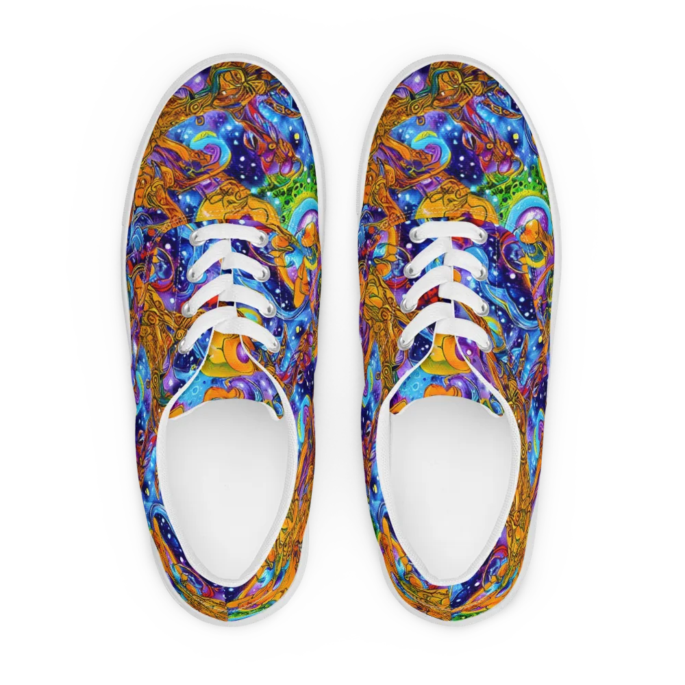 Ornamental Orbit on Men's Lace-Up Canvas Shoes — Front