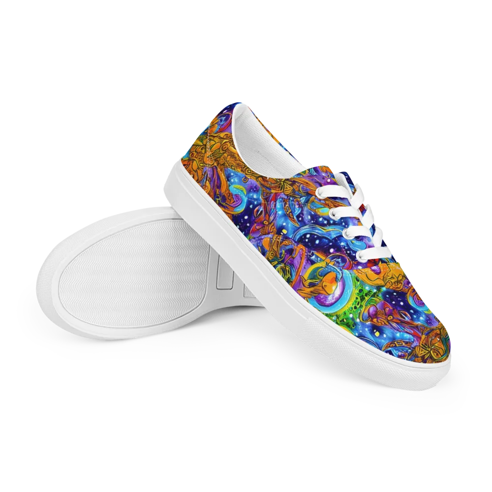 Ornamental Orbit on Men's Lace-Up Canvas Shoes — Right Front