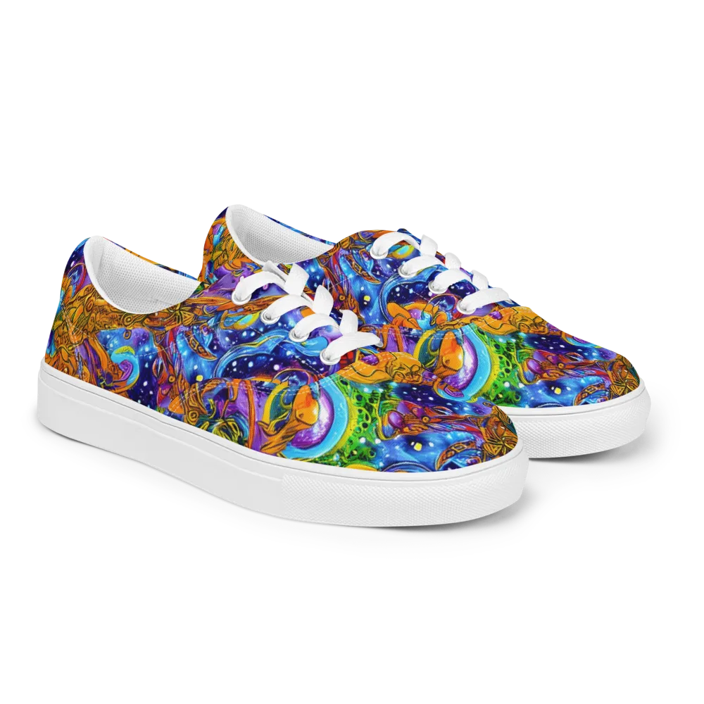 Ornamental Orbit on Men's Lace-Up Canvas Shoes — Right Front