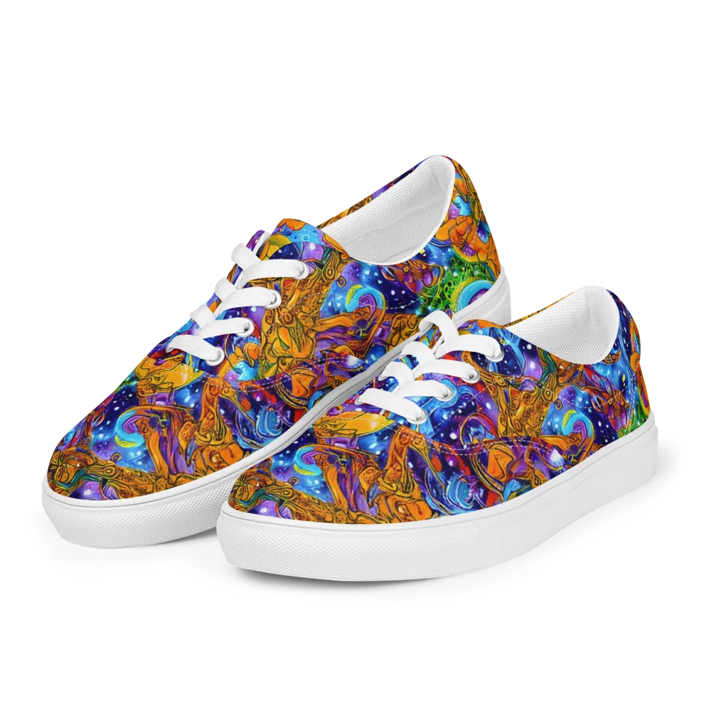Ornamental Orbit on Men's Lace-Up Canvas Shoes — Left Front