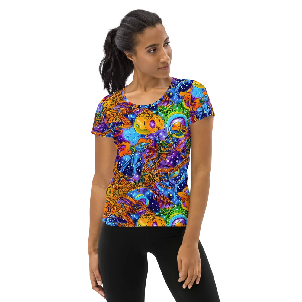 Ornamental Orbit on Women's Athletic T-Shirt — Front