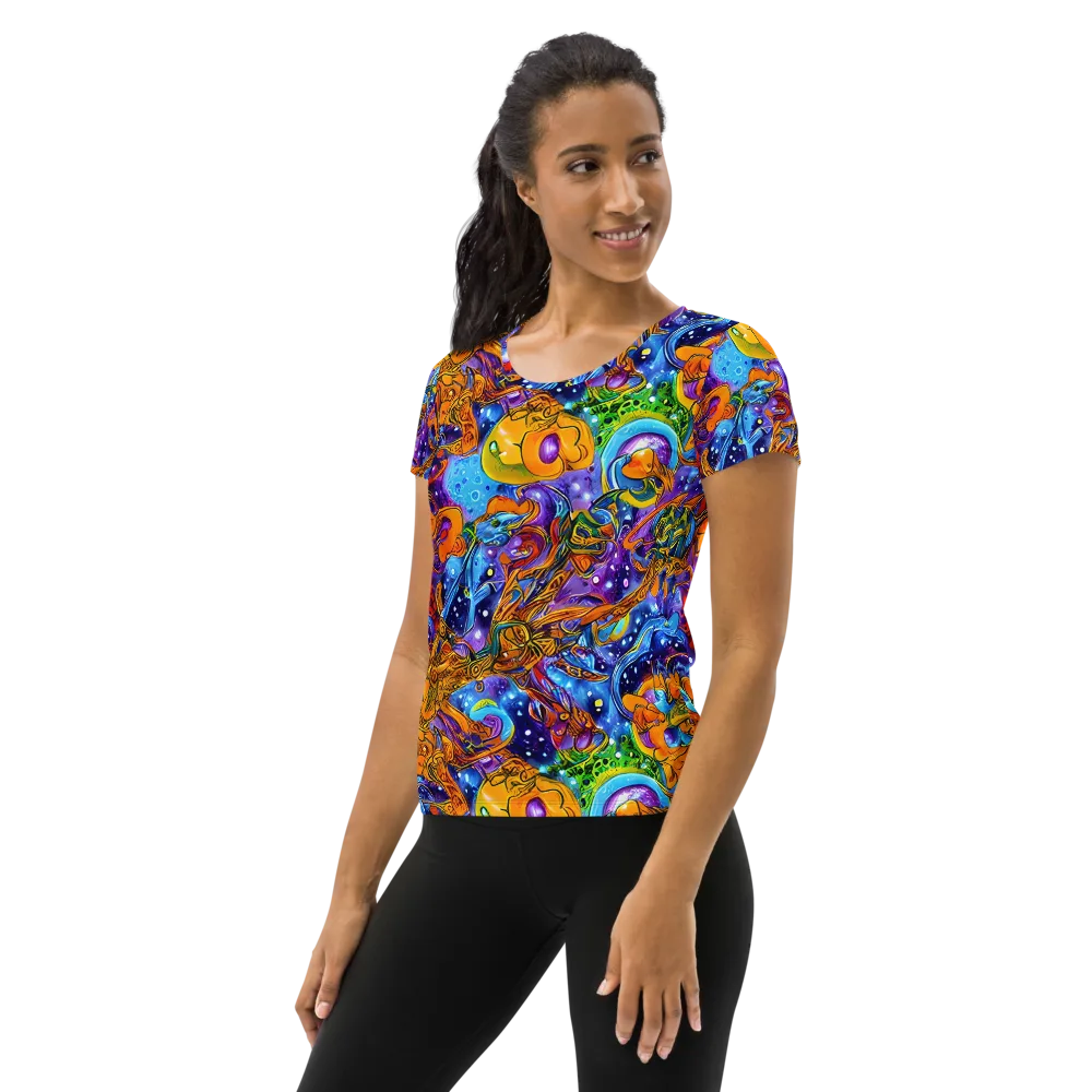 Ornamental Orbit on Women's Athletic T-Shirt — Left