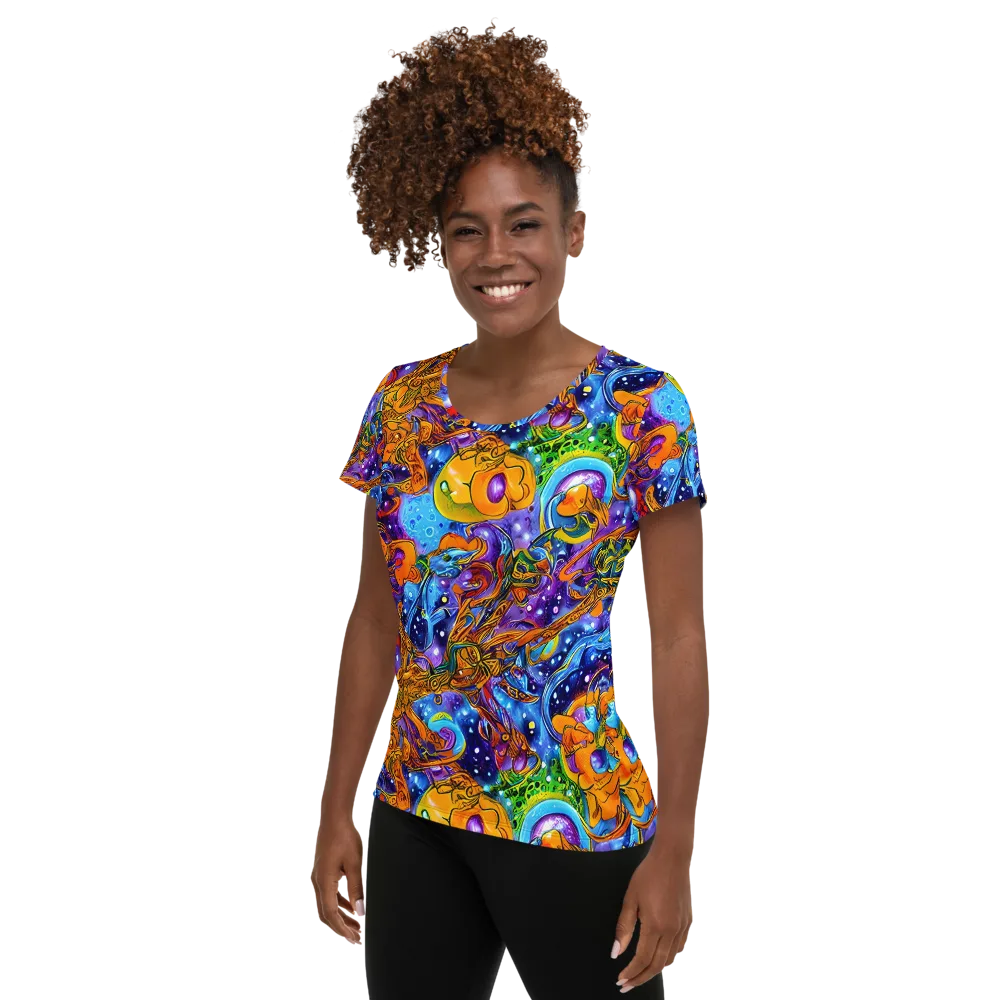 Ornamental Orbit on Women's Athletic T-Shirt — Left