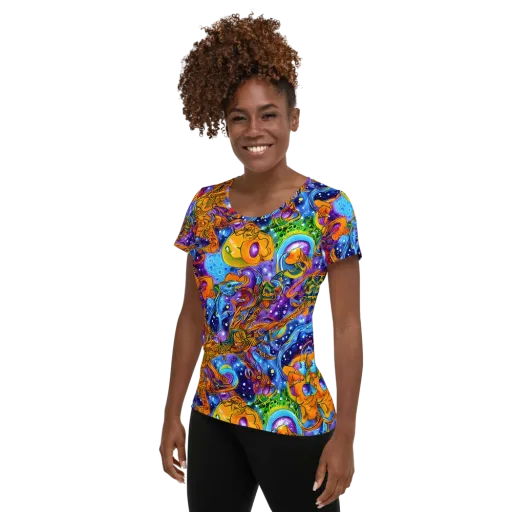 Ornamental Orbit on a Women's Athletic T-Shirt