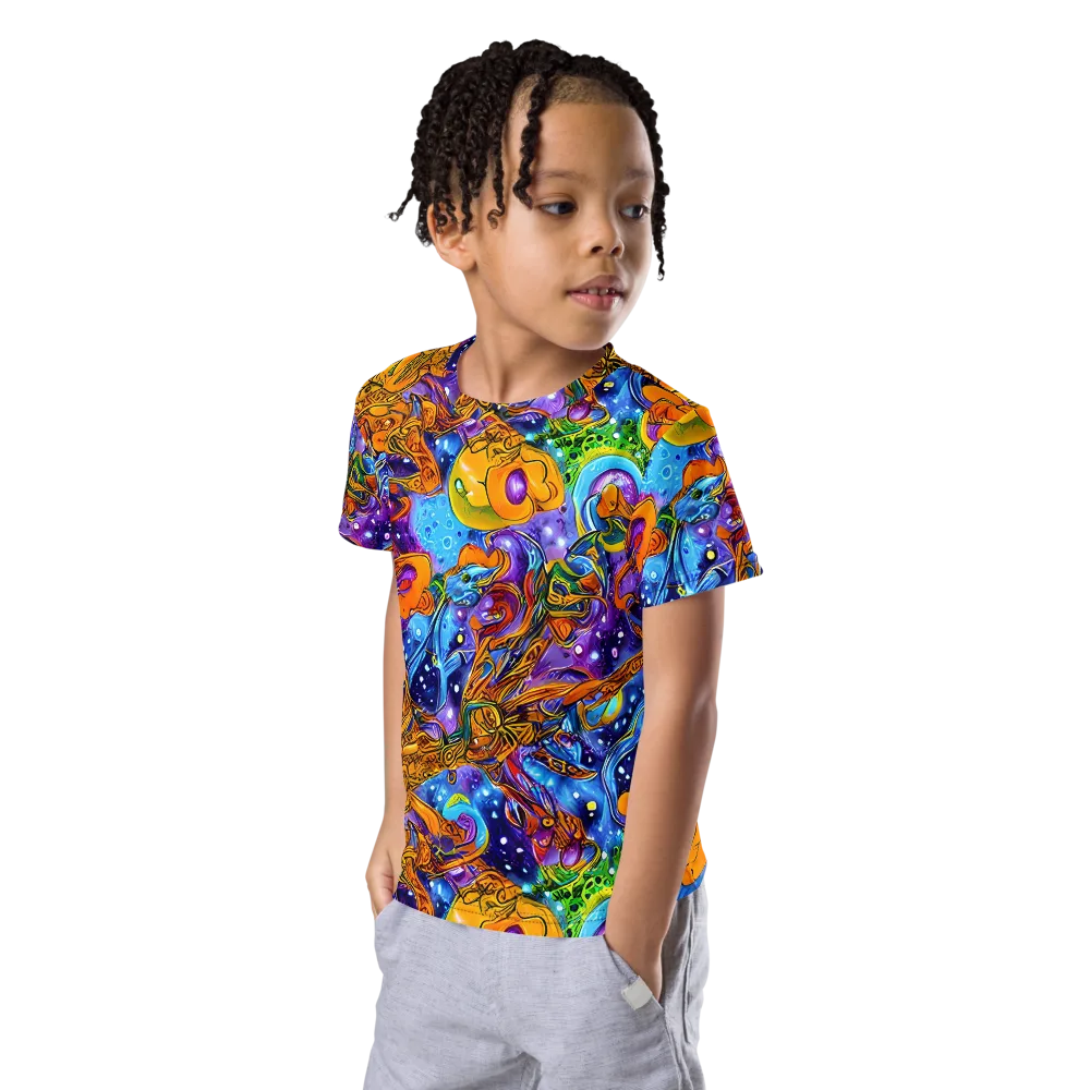 Ornamental Orbit on Kids Crew Neck T-Shirt — Left Front