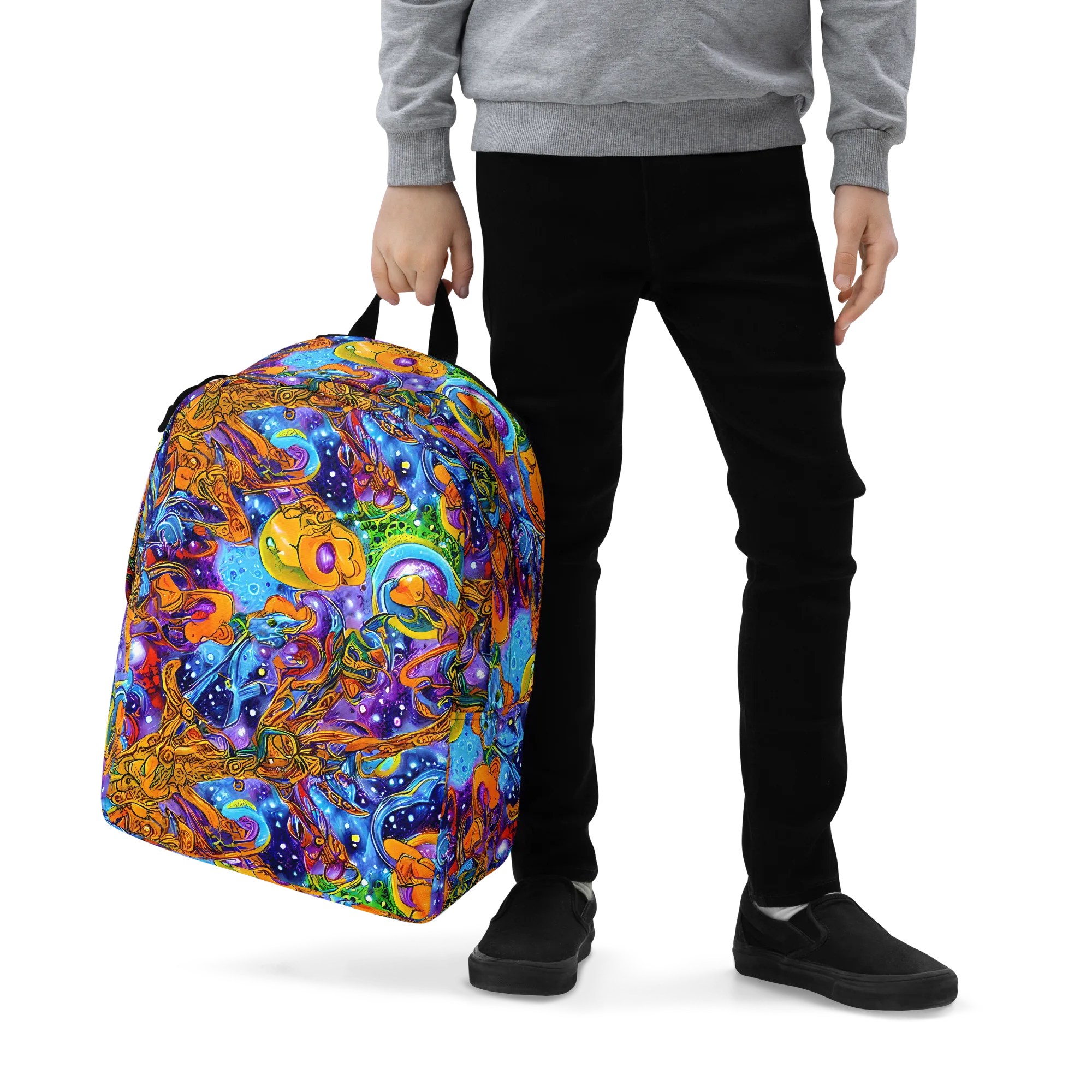 Ornamental Orbit on Minimalist Backpack — Zoomed-in
