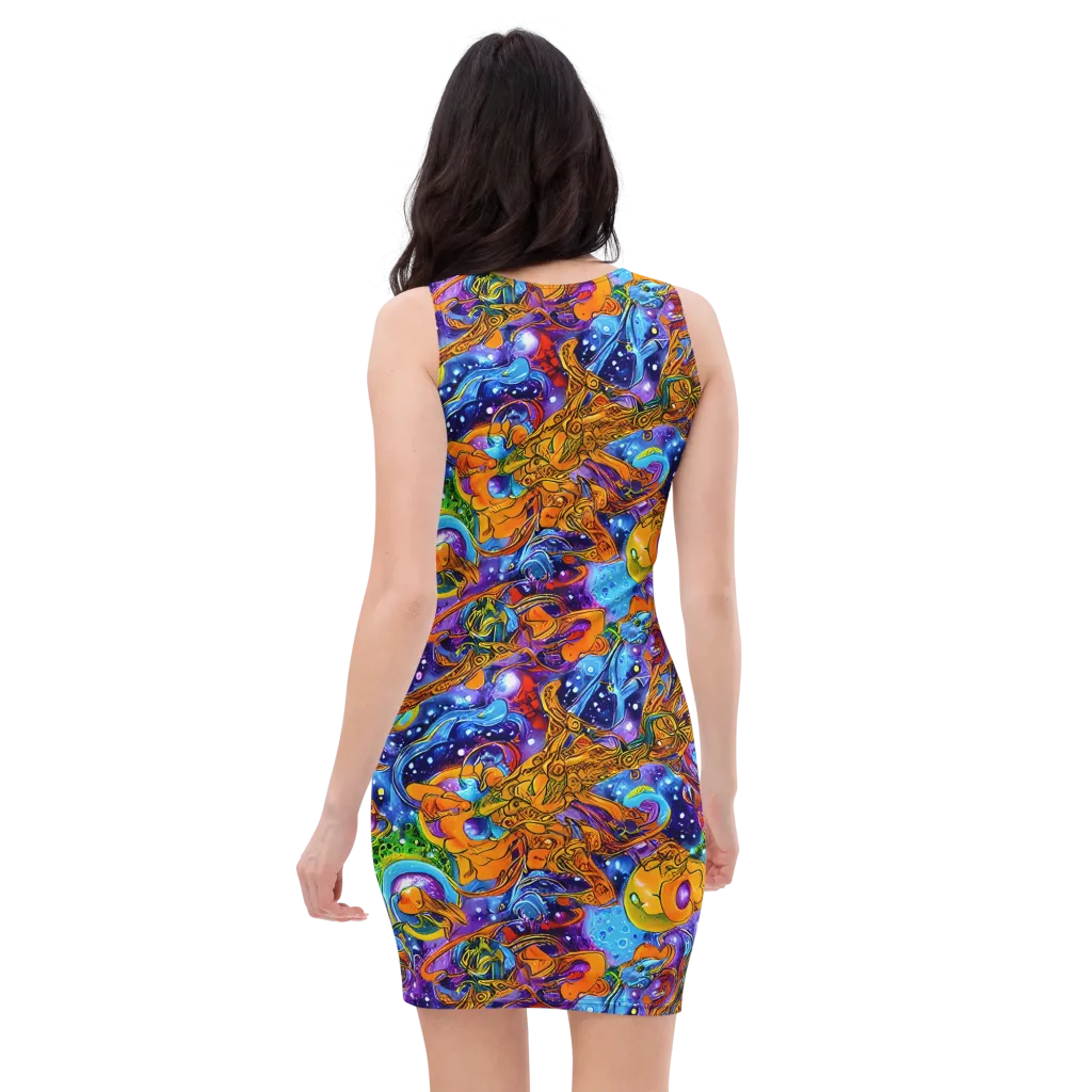Ornamental Orbit on Bodycon Dress — Back
