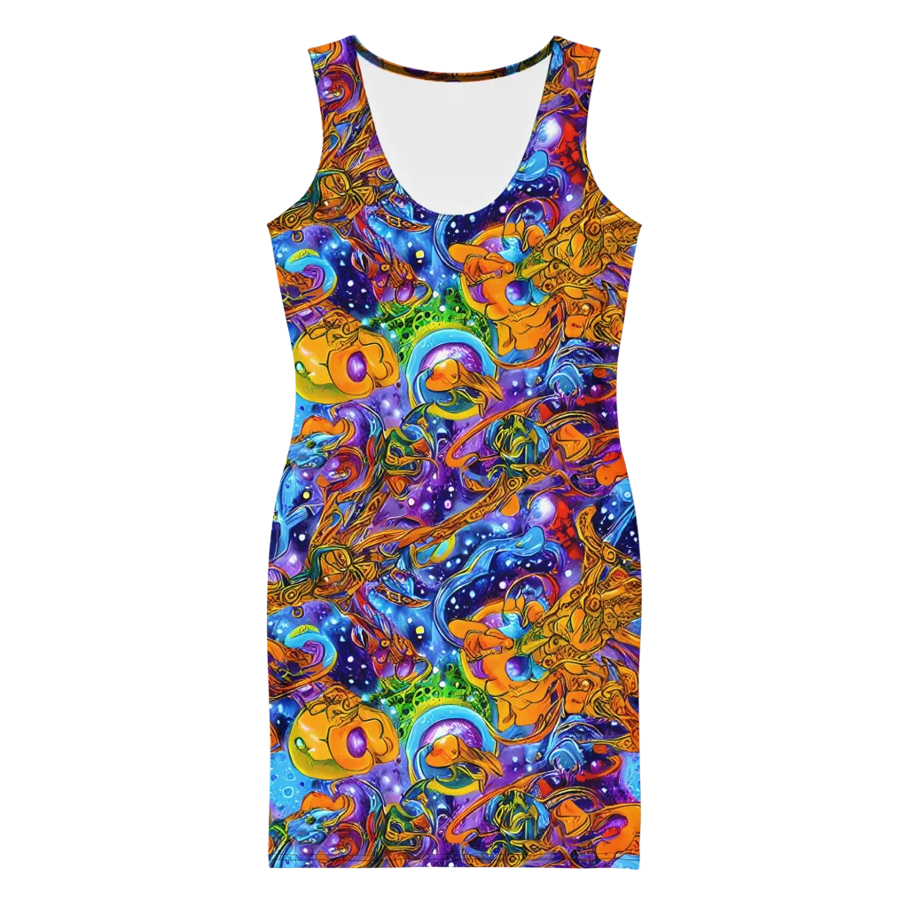 Ornamental Orbit on Bodycon Dress — Front