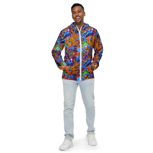 Ornamental Orbit on a Men's Windbreaker