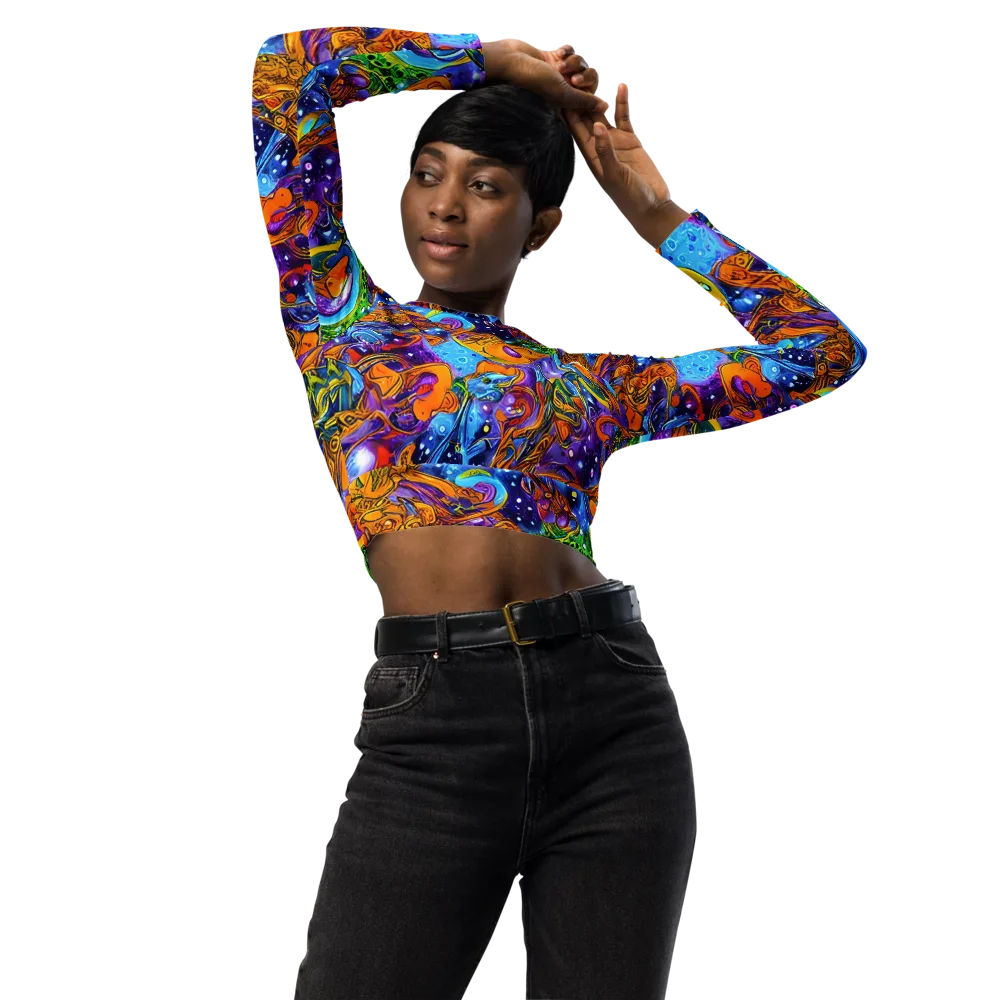 Ornamental Orbit on Long Sleeve Crop Top — Front