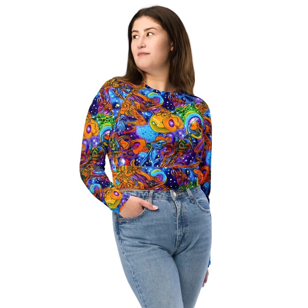 Ornamental Orbit on Long Sleeve Crop Top — Front