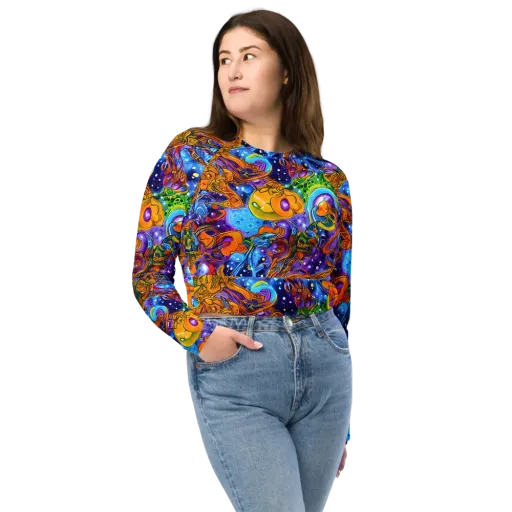 Ornamental Orbit on a Long Sleeve Crop Top