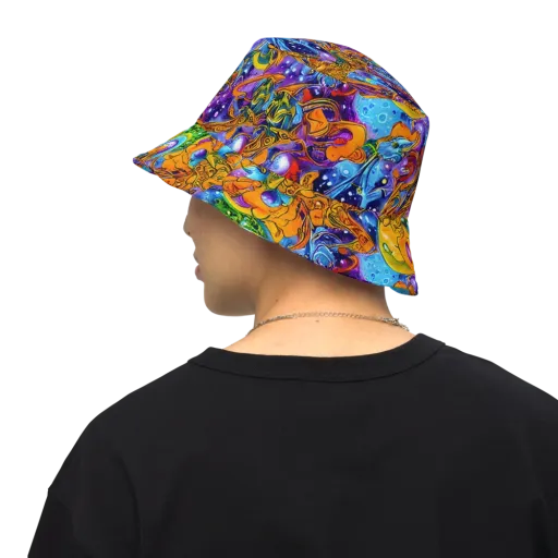 Ornamental Orbit on a Reversible Bucket Hat