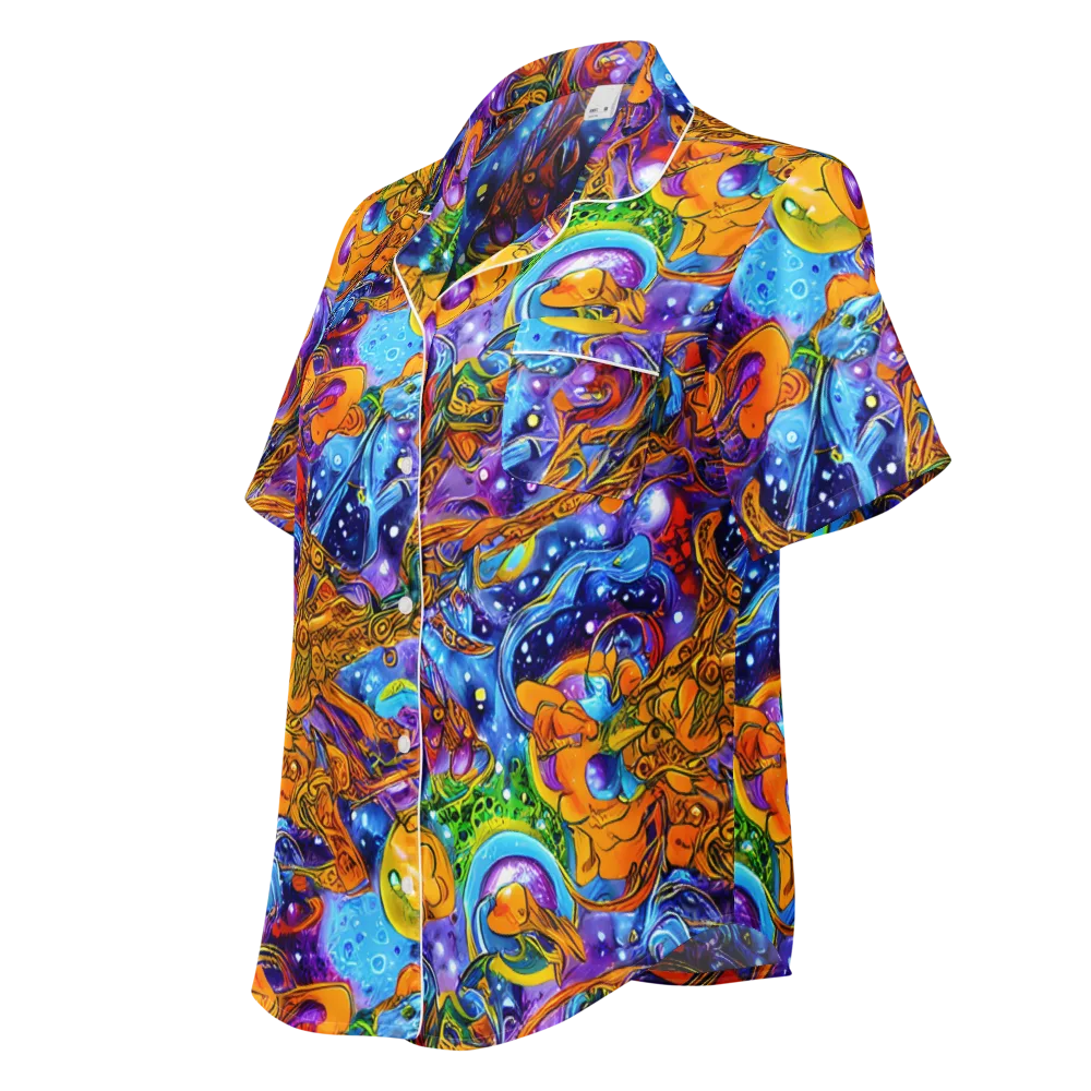 Ornamental Orbit on Women's Short Sleeve Pajama Top — Left Front