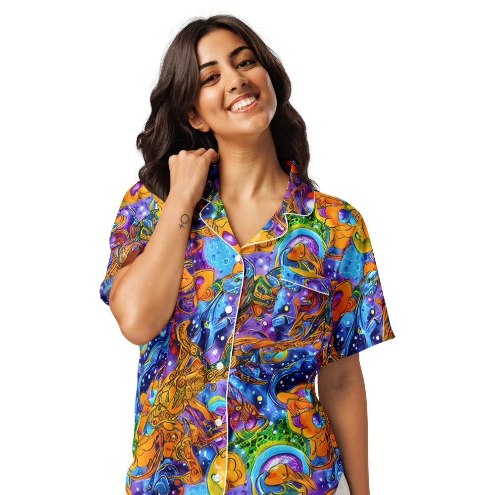 Ornamental Orbit on Women's Short Sleeve Pajama Top — Front