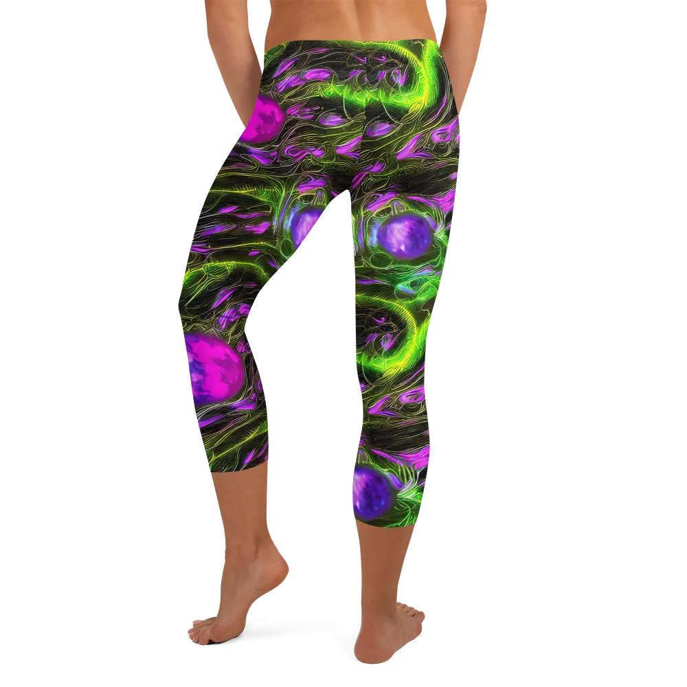 Neon Vine Reverie on Capri Leggings — Back