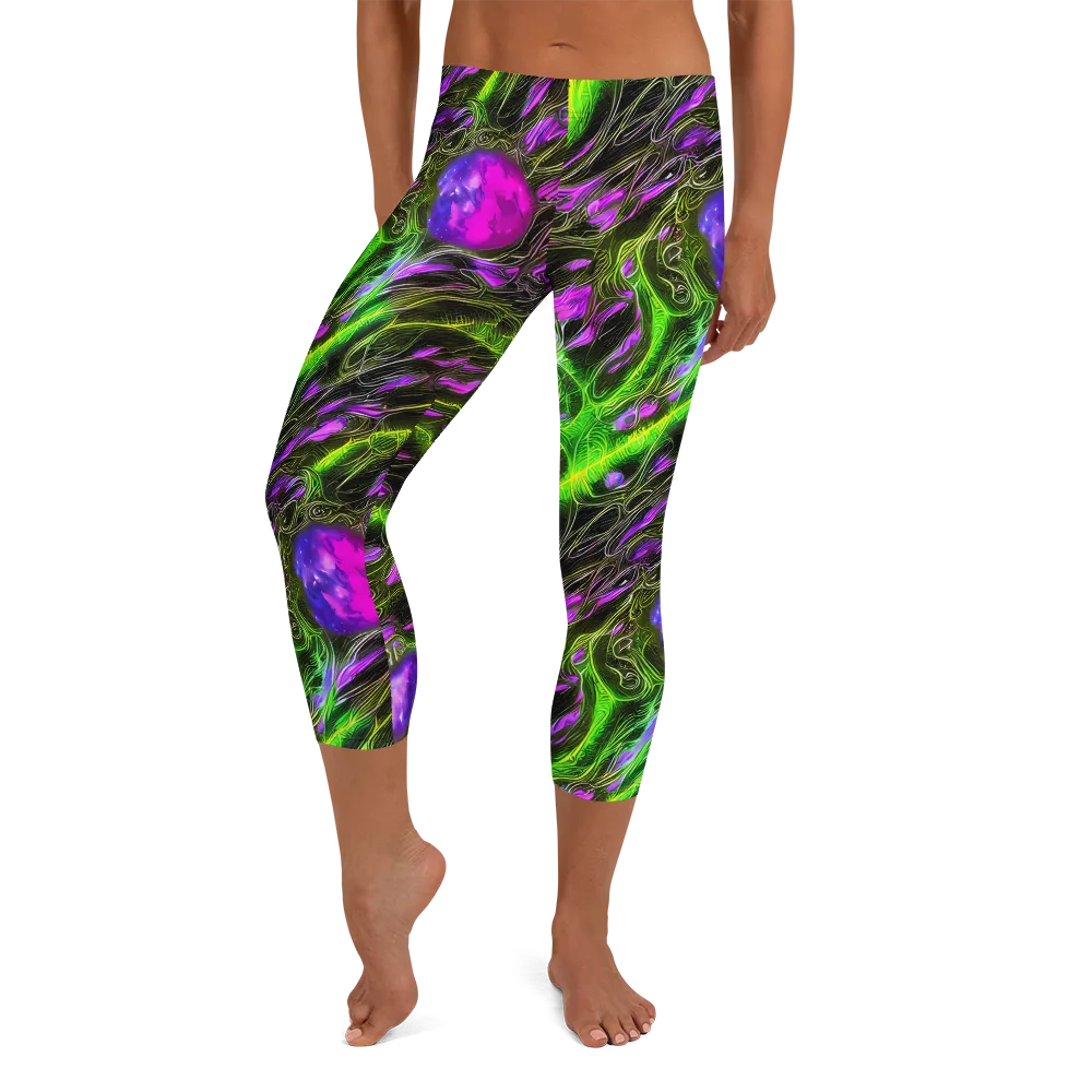 Neon Vine Reverie on Capri Leggings — Front