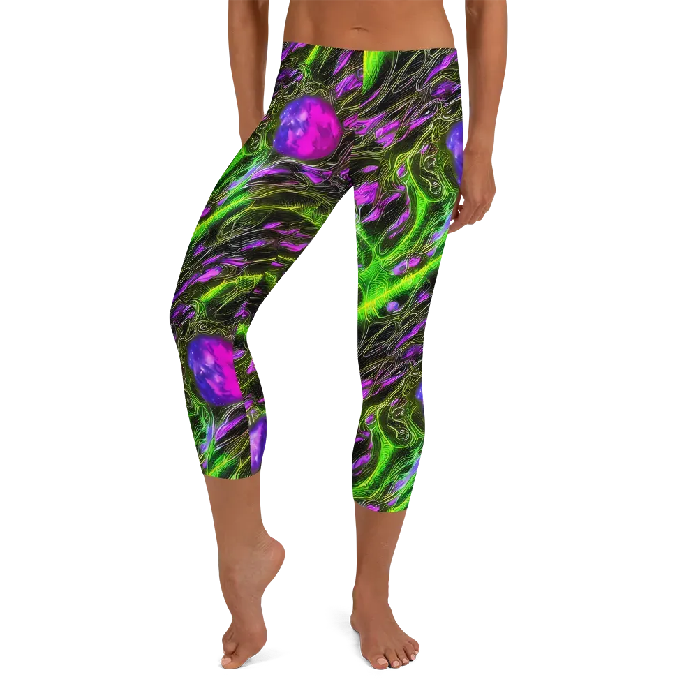 Neon Vine Reverie on Capri Leggings — Front
