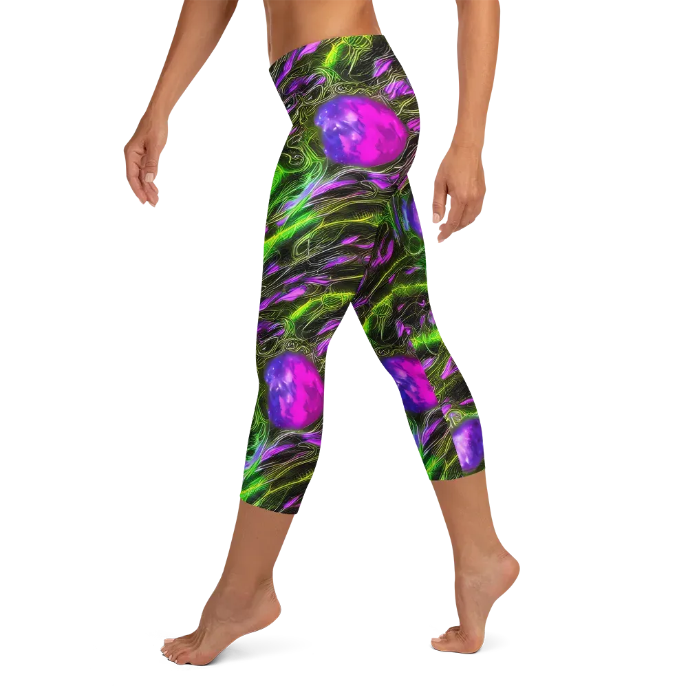 Neon Vine Reverie on Capri Leggings — Left